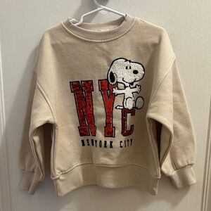 Zara Kids Cream Sweater with Red NYC Graphic size girls 6